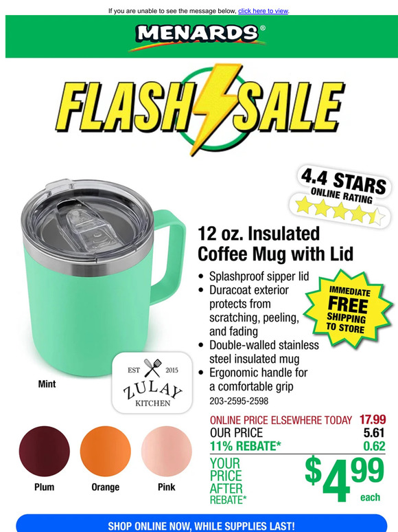 Menards: Zulay® 12 oz. Insulated Coffee Mug with Lid ONLY $4.99 After ...