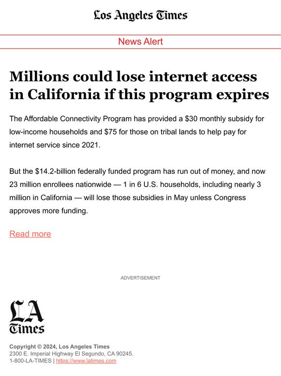 Millions could lose internet access in California if this program expires