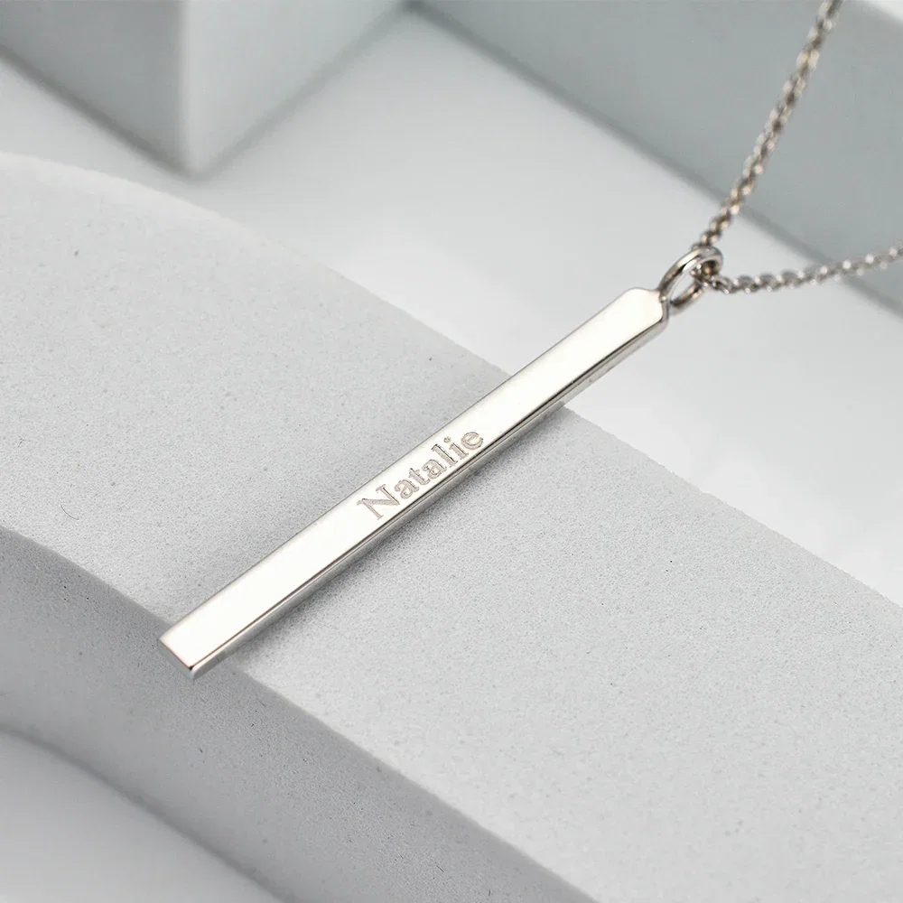 Image of Engravable Silver Bar Necklace