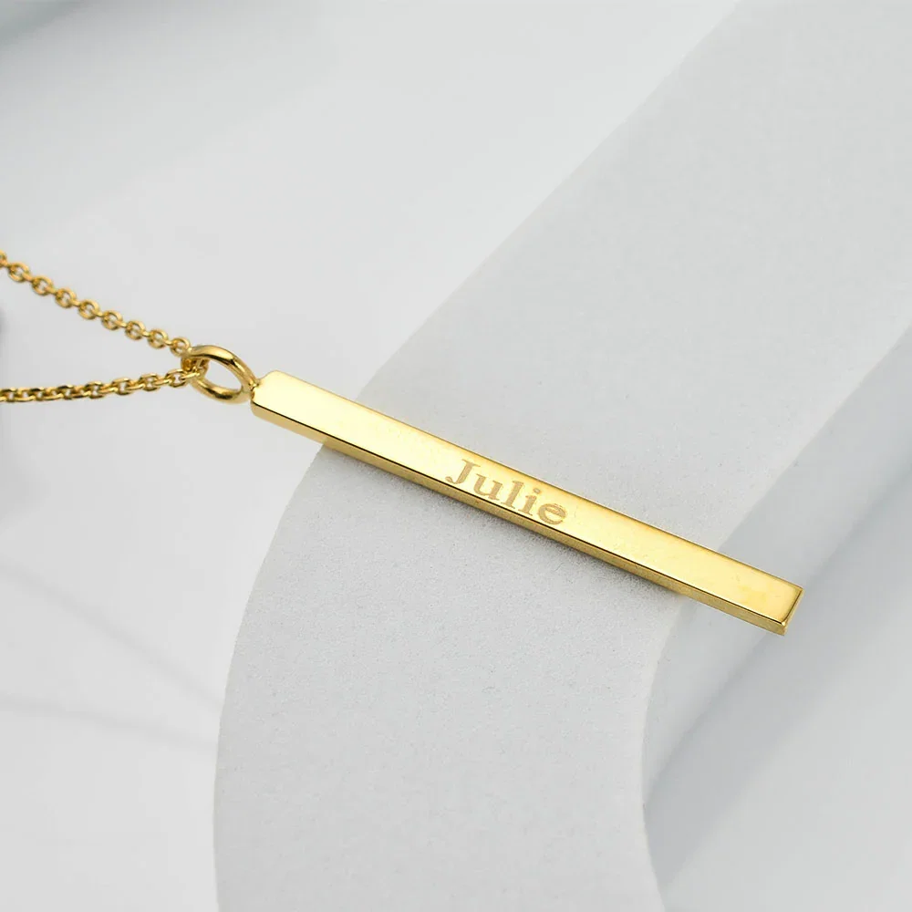 Image of Engravable Gold Plated Bar Necklace