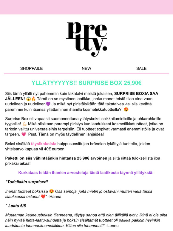 YLLÄTYSBOKSI 25,90€ 😵  Arvo yli 40€!
