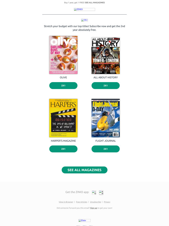 ZINIO Digital Magazines: Make it double! Subscribe & get the 2nd year ...