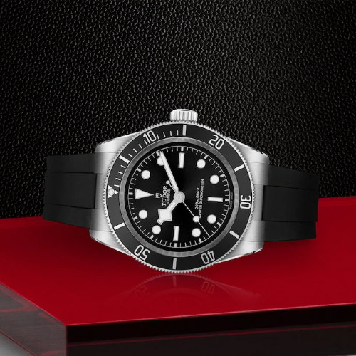 Tudor Black Bay GMT Men's Black Rubber Strap Watch