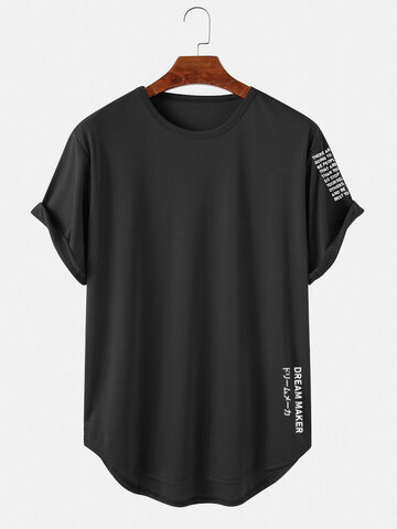 Letter Print High Low T-Shirts