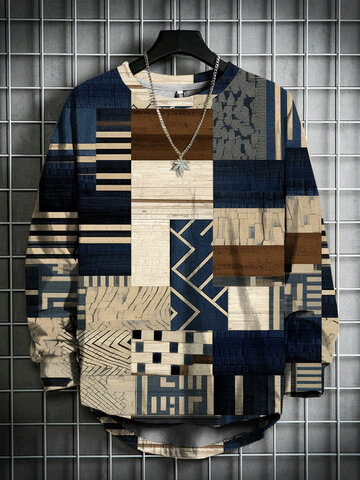 Vintage Geometric Print T-Shirts