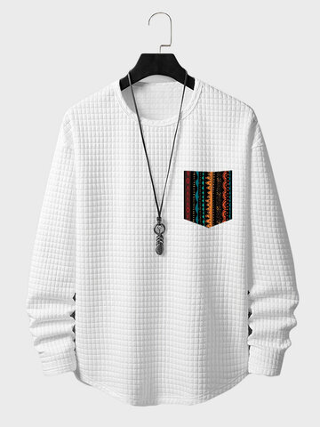 Ethnic Geo Pocket Quilted T-Shirts