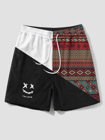 Geo Funny Face Pattern Shorts