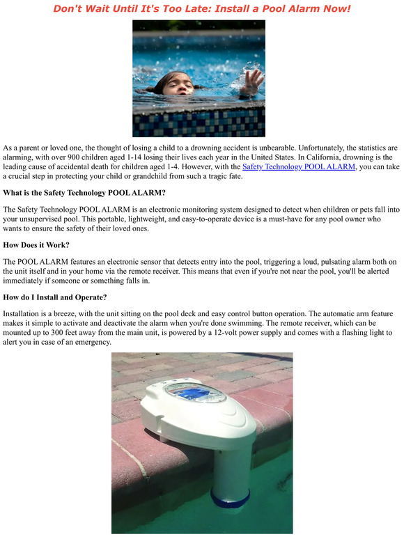 Don't Wait Until It's Too Late: Install a Pool Alarm Now!
