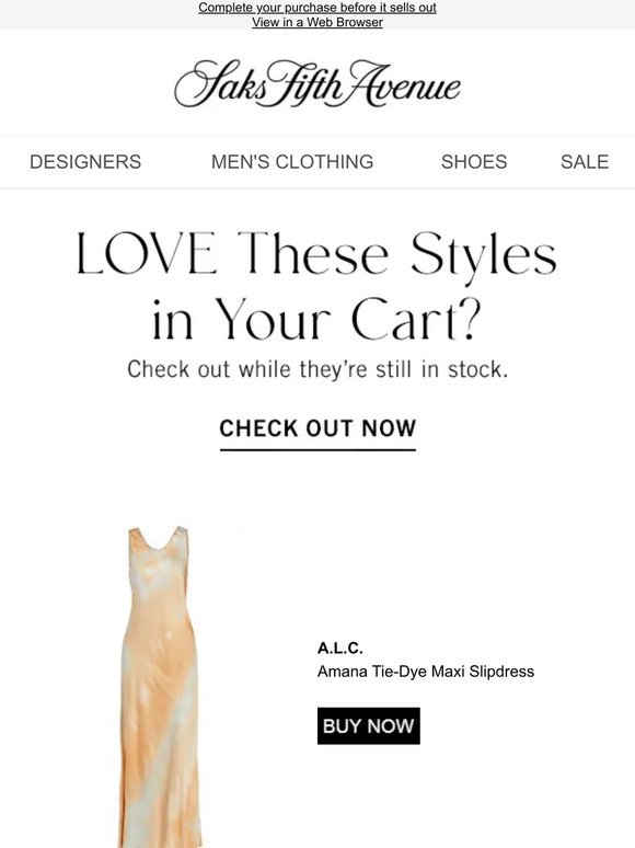 Saks Fifth Avenu: Your cart is waiting: don't miss out on your A.L.C ...