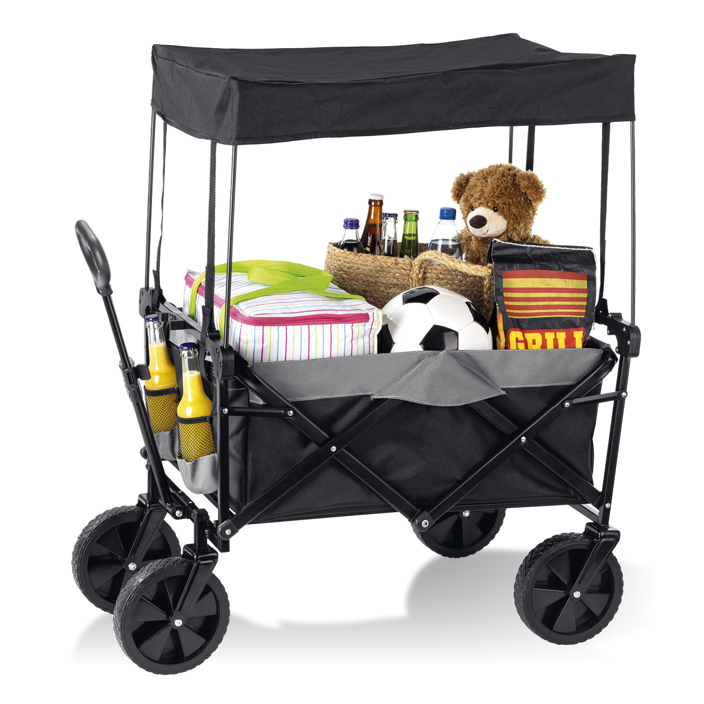 EASYmaxx Bollerwagen mit Dach - faltbar - anthrazit/schwarz