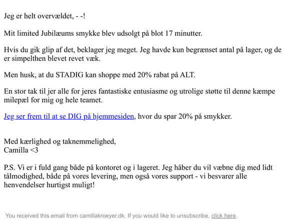 Mit limited smykke er udsolgt! 😱