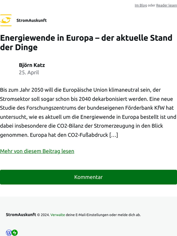 Energiewende in Europa – der aktuelle Stand der Dinge