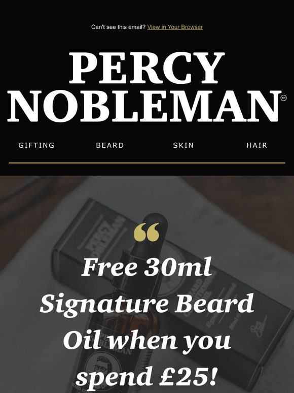 Free Signature Beard Oil when you spend £25 🎁