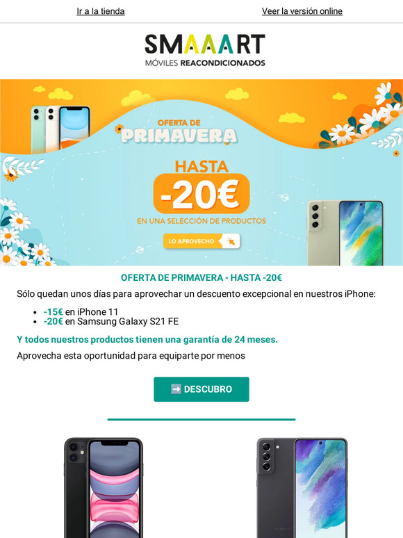 📢 ¡Hasta -20€ de descuento en nuestros smartphones reacondicionados!