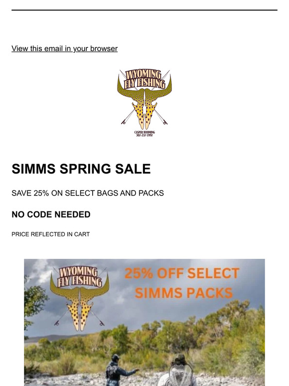 SIMMS SPRING PACK SALE NOW THROUGH MAY 5TH 📢🔥📢❗
