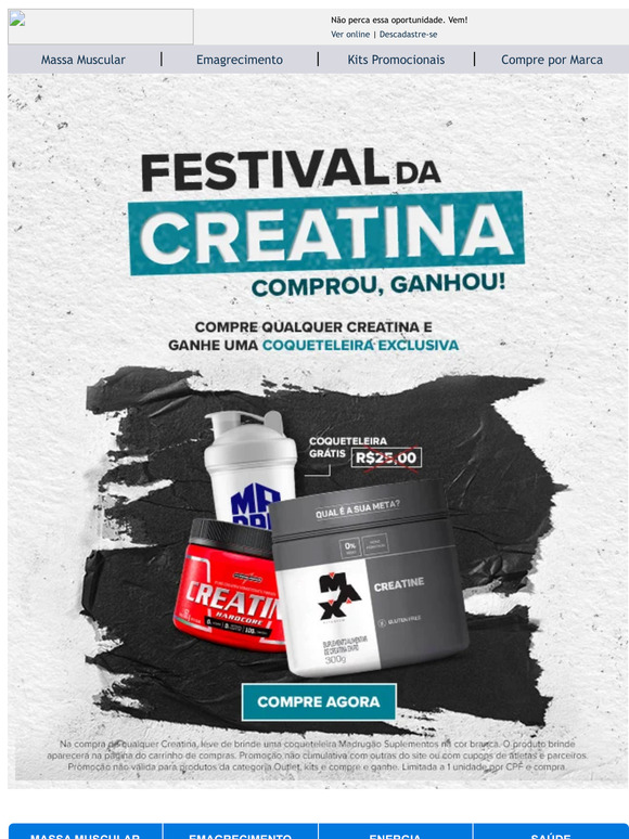 Ganhe Coqueteleira Exclusiva comprando qualquer Creatina do site!