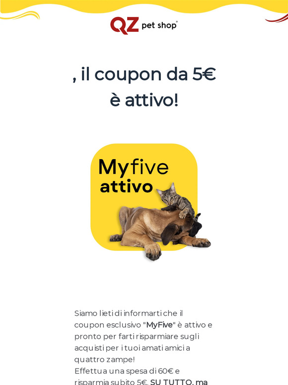Sconto attivo: risparmia 5€ su una spesa di 60€ con il coupon Myfive.