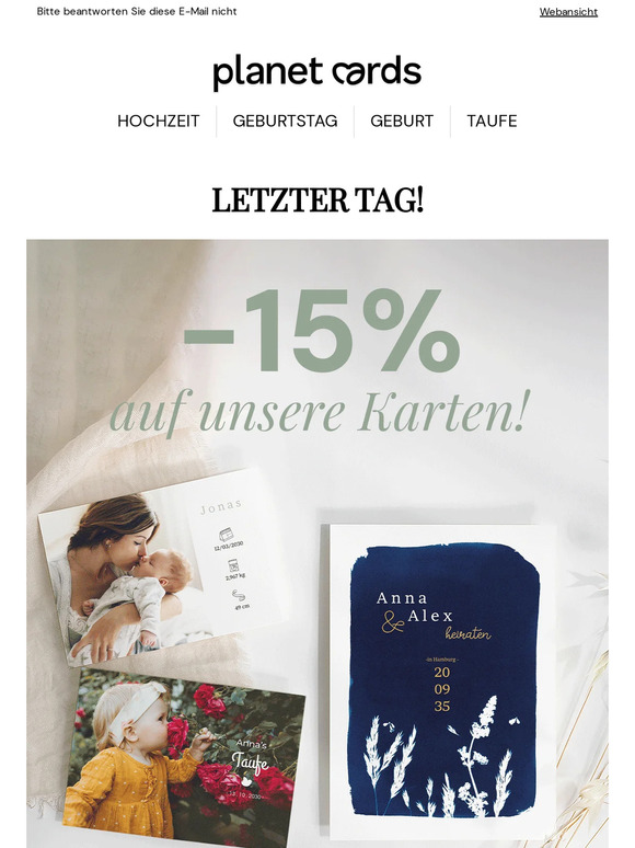 -15% auf alles: letzte Tag ⌛