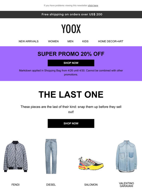 YOOX: 🧩 Last in stock! Run, don’t walk... | Milled
