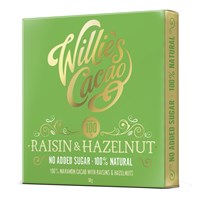 Willie's, Raisin & Hazelnut, 100% dark chocolate bar