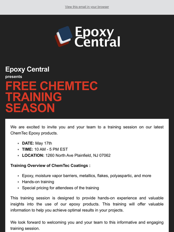 CHEMTEC TRAINING SESSION - MAY 17TH - FREE