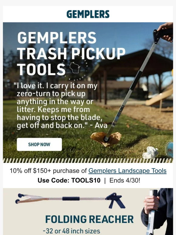 48" Pickup Tool By Gemplers - Lightweight Aluminum Reacher Grabber For Trash, Litter, High Shelves, Up To 5 Lbs Capacity