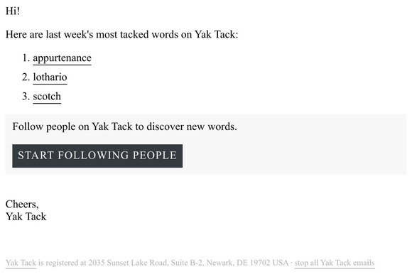 Last Week's Most Tacked Words