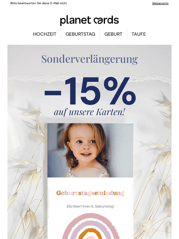 🎉 VERLÄNGERUNG: -15% auf alles!