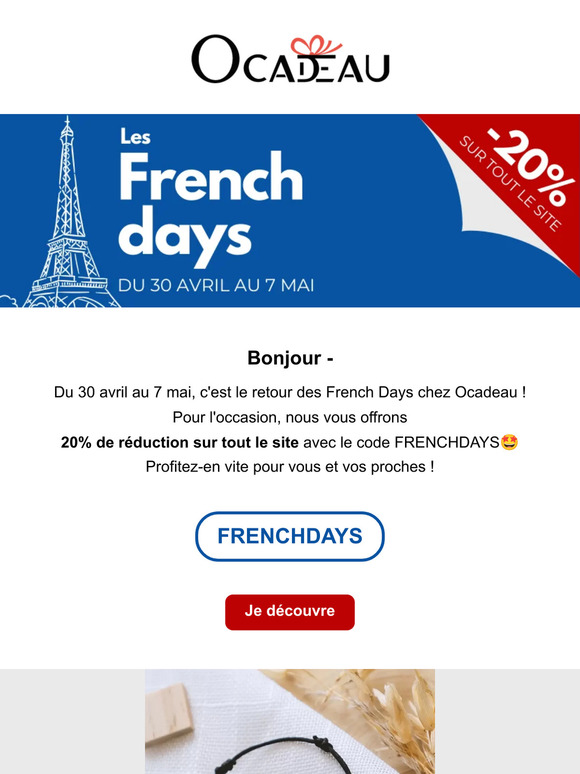🇫🇷  French Days : -20% chez Ocadeau !