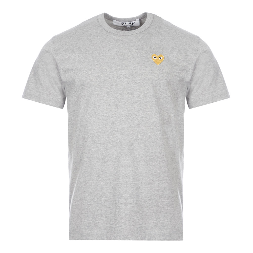 Image of Comme des Garcons Play Gold Heart Logo T-Shirt - Grey