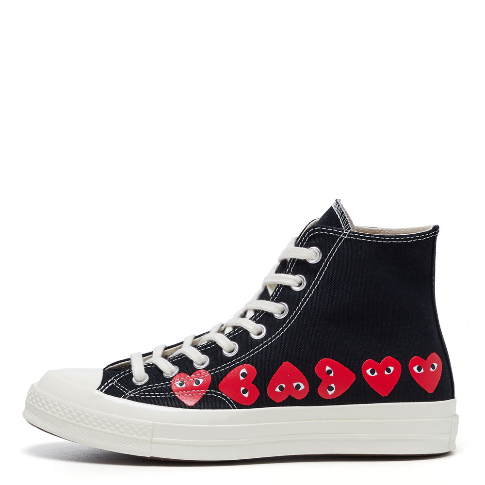 Image of Comme des Garcons PLAY x Converse Multi Heart Chuck 70 High Top Trainers - Black