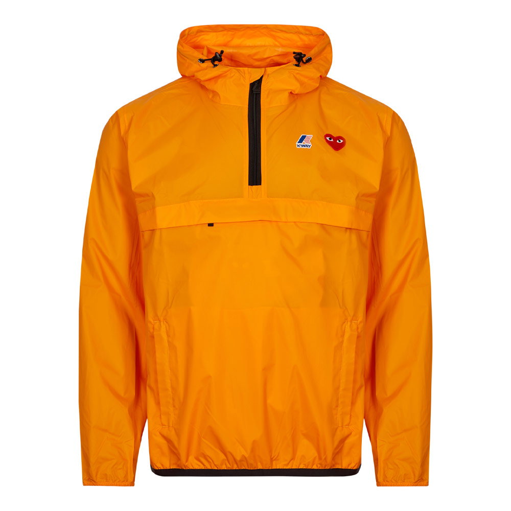 Image of Comme des Garcons PLAY x K-Way Hooded Zip Jacket - Orange