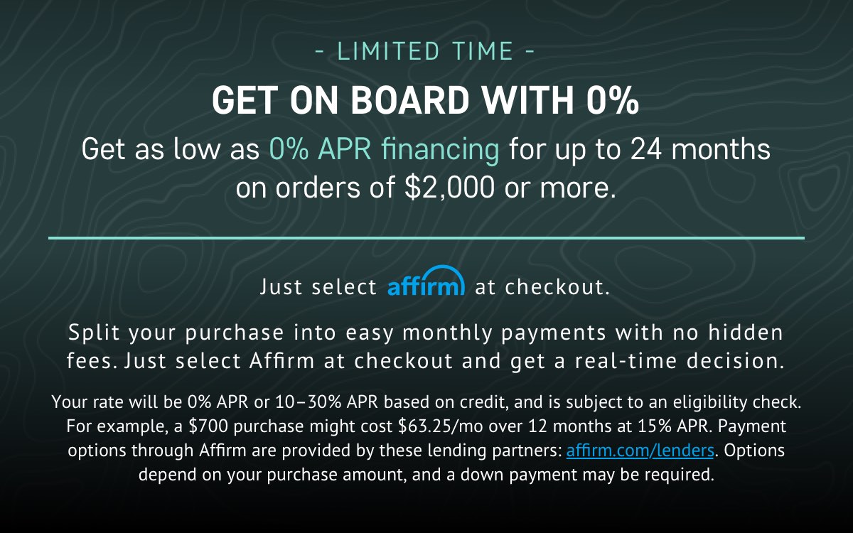 Get as low as 0% APR financing for up to 24 months on orders of $2,000 or more through Affirm.