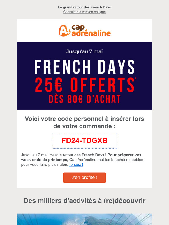 French Days : 25€ de remise pour vous