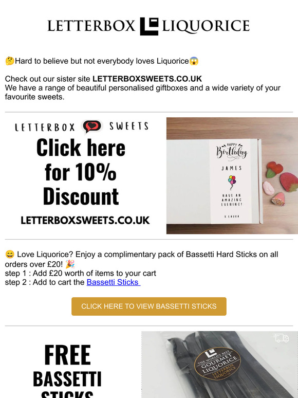 Introducing our sister site, Letterboxsweets, offering a special welcome discount.
