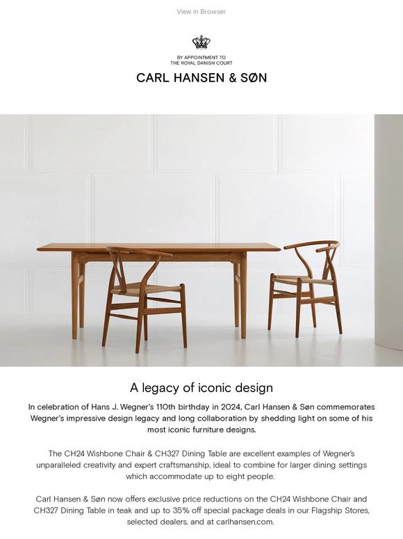 LIMITED OFFER | Exclusive price reduction on selected Hans J. Wegner furniture