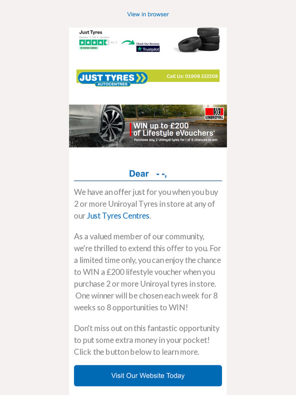 Chance to WIN £200 Lifestyle voucher with Uniroyal
