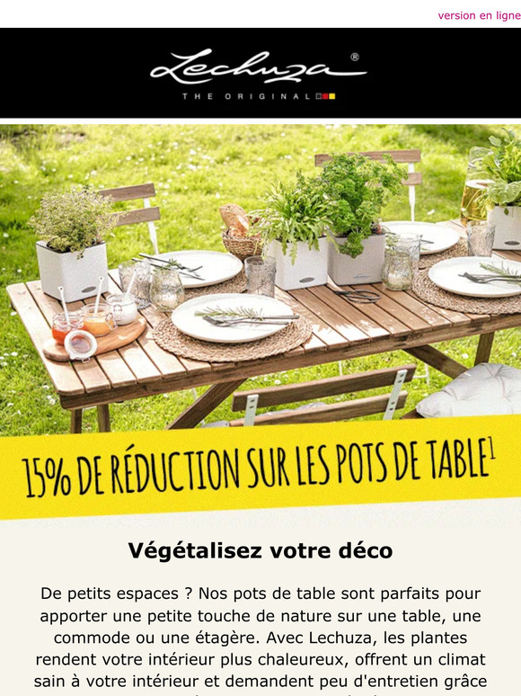 ☀️ 15% de réduction sur les pots de table LECHUZA