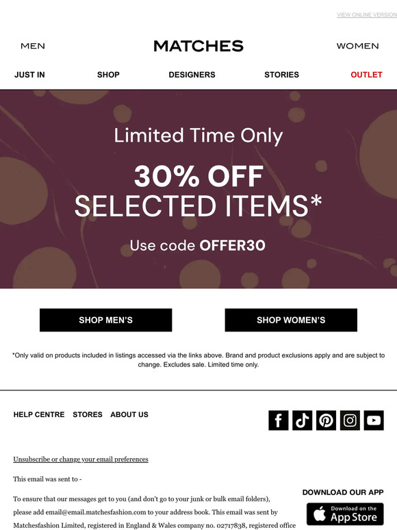Matches Fashion Email Newsletters Shop Sales, Discounts, and Coupon Codes