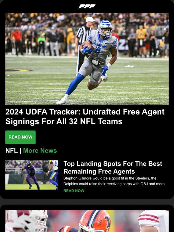 Pro Football Focus 2024 UDFA Tracker and Top NFL Free Agent Landing