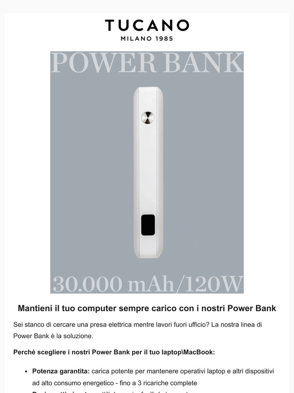 Power Bank Tucano - Mantieni il tuo computer sempre carico