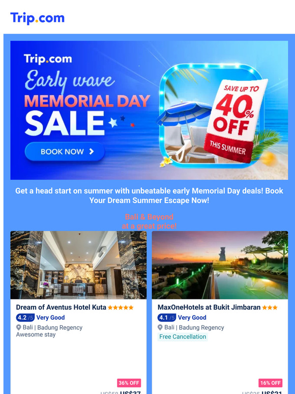 🎉 Early  Memorial Day Travel Sale - Limited Time Offers! 🌊