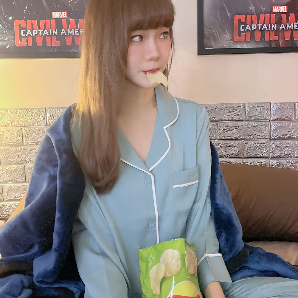 【溫柔覆蓋】長袖睡衣二件組套裝 2色