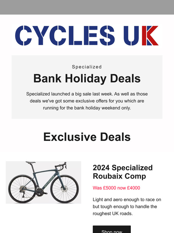 Exclusive Specialized Deals - 1 Weekend Only