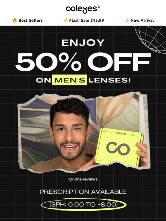 💼 Smart Choice: Enjoy 50% Off on Men's Lenses!