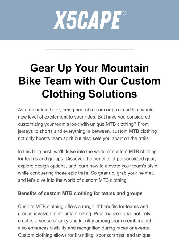 Gear Up Your MTB Team With Our Custom Clothing Solutions