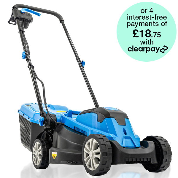 Hyundai 33cm 1300W Electric Lawn Mower, 11m Detachable Power Cable, 3 Heights & 30L Collection Bag | HYM3313E