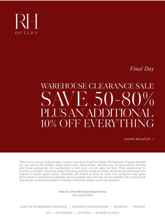 Restoration Hardware Email Newsletters: Shop Sales, Discounts, and ...