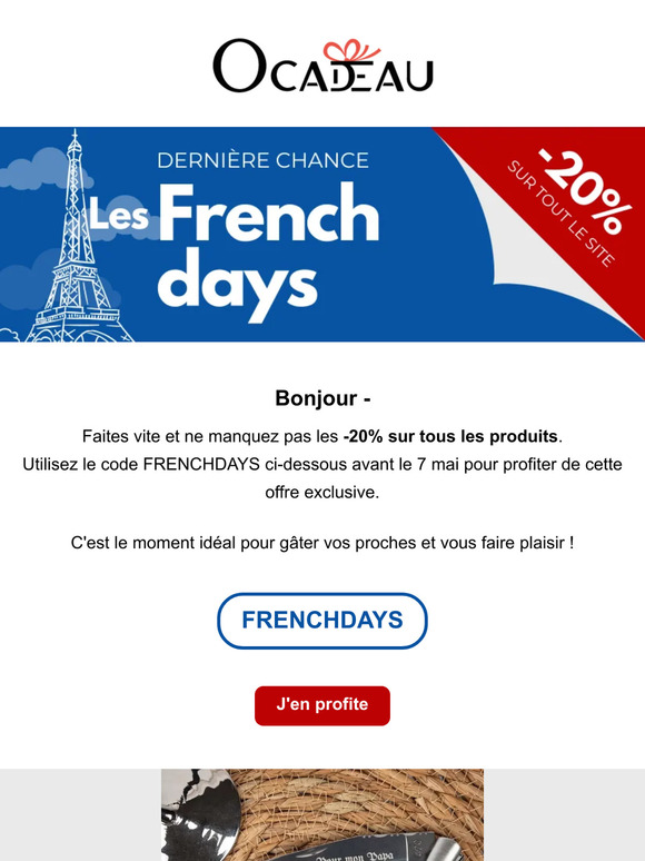 🇫🇷 Dernières heures pour profiter : -20% sur tout le site