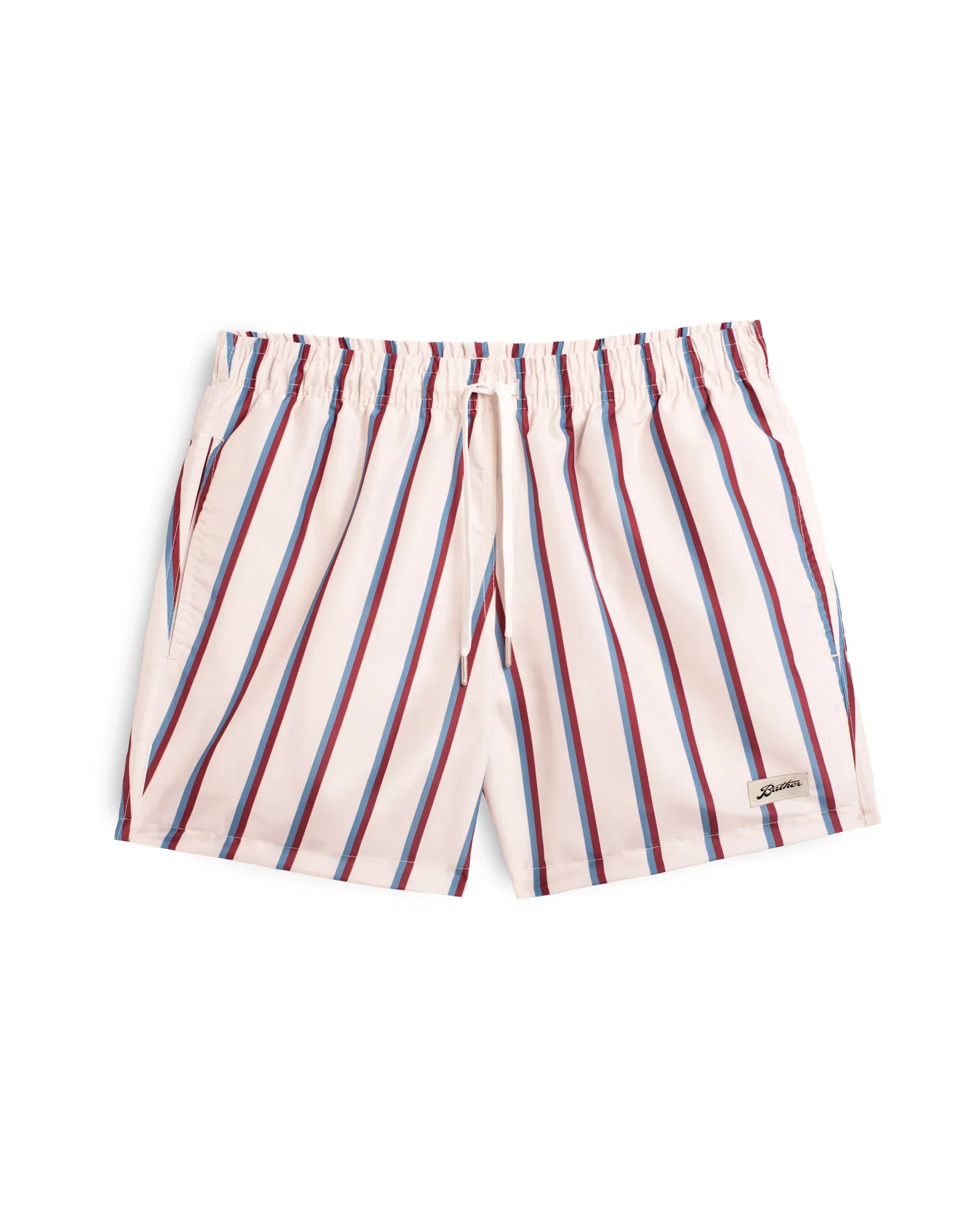 Image of Red & Blue Fine Stripe Swim Trunk